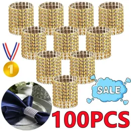 Juldekorationer 100 50 30 10st servettringar Bling Decoration Wedding Dinner Elegant Gold Sliver Holder Party Supplies 231011