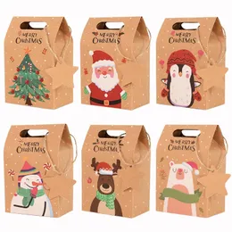 Other Event Party Supplies 6pcs Merry Christmas Candy Gift Box with Tag Kraft Paper Cookies Packing Bags 2023 Xmas Home Decoration Year 2024 231011