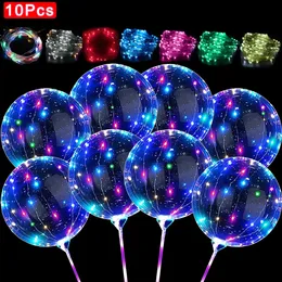 Outros suprimentos para festas de eventos 10pcs balões coloridos LED Bobo Balão Clear Bubble Globle Luz de corda brilhante com varas Halloween Chrismas 231011