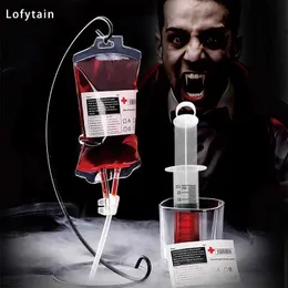 Andere Event -Party -Lieferungen lofytain 10pcs Energy Drink Bag 400 ml Blutbeutel Vampire Party Dekoration Food Grade PVC Wiederverwendbare Horror -Requisiten Halloween Decor T231012