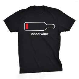 Herr t-skjortor tshirts herrar behöver vin tshirt roligt dricka telefon batterit tee för killar t-shirt kort ärm