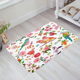 Mattor Bird Flower Watercolor Painting Kitchen Floor Mat Living Room Decor Carpet Hem Hall Entré Dörrat Anti Slip Rug