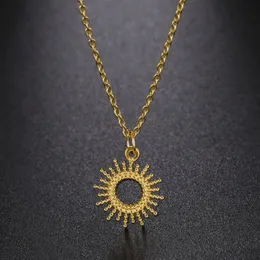 Chokers Boho Sun Pendant Necklace For Women Girls Rostfritt stål Guldfärg Choker Neckkedja Syckel Friendship Present Partihandel 231011