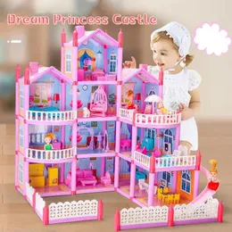 Docka hus tillbehör barn 3d monterad diy manuell montessori villa set prinsessa slott flickor pussel leksak barn födelsedag present 231012