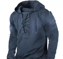 Anpassade tees Polos 021 Navy Blue Bandage Hooded Hooded Mens Hoodie 3D Digital Print Hoodie Loose tröja Långärmad kappa