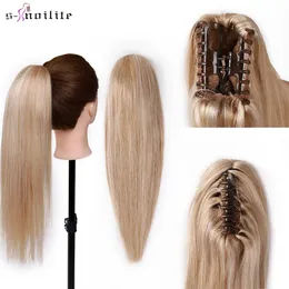 Lace Wigs S-noilite tail Human Hair 14-22Inches Claw Clip in tail Human Hair Women Hairpiece Natural Black Blonde Brown 231012