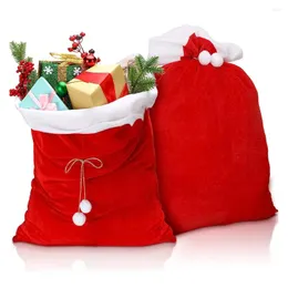 Juldekorationer 70 50 cm säckar Red Velvet Santa Claus Väskor med dragkonst med stor Xmas nuvarande förvaringssemesterparti