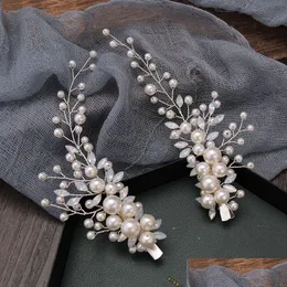 Rhinestone Pearl Hair Clip opaska na głowę akcesoria dla nowożeńców Kobiety tiara kryształ ślubny barrettes biżuteria prezent dhgarden ot8yk