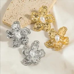 Yeni Tasarım Za Altın Kaplama Çiçek Damla Küpeler Kadınlar için Boho Pearl Dangle Detay