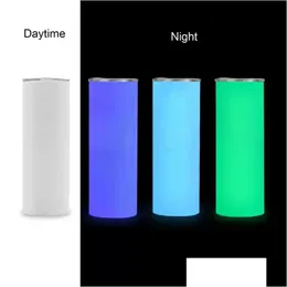 Sublimationsrohlinge Großhandel Sublimationsrohlinge Skinny Tumbler 20 Oz Straight mit St Glow In The Dark Tassen Flaschen Tassen Büro Schule Dhgkx