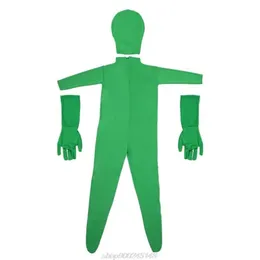 Hats Scarves & Gloves Sets Pography Green Full Bodysuit Stretchy Screen Suit For Po Invisible Effect Polyester Greenman Costume J261g