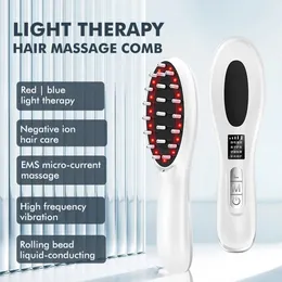 Pęknięcia do włosów EMS Elektryczne masaż wibracja wibracja LED Red światło terapia włosy masaż skóry głowy szczotka do włosów przeciwja na wypadek włosów pielęgnacja włosów 231012