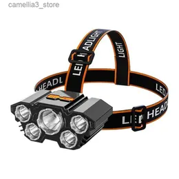 Lâmpadas de cabeça LED Farol de indução Luzes de busca de acampamento USB Faróis recarregáveis Led Head Torch Work Light com bateria embutida Q231013