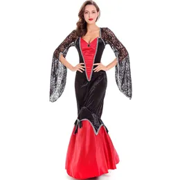 코스프레 성인 레이스 섹시한 고귀한 뱀파이어 마녀 의상 할로윈 카니발 디럭스 코트 퀸 코스프레 멋진 드레스 코스 스플레이