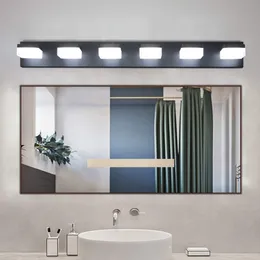 Moderna lampada da specchio per trucco a LED nera a 6 luci per bagni e tavoli da trucco