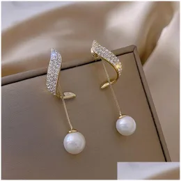 Elegante Imitation Perle Baumeln Ohrringe Für Frauen Kristall Lange Quaste Exquisite Tropfen Ohrring Hochzeit Schmuck Dhgarden Otrnj