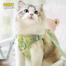 Cat Collars 리드 CAWAYI KENNEL PET HARNESS LEASH SET Training Training Galking Leads 작은 고양이 강아지 귀여운 하네스 칼라 조정 하네스 레이트 세트 231011