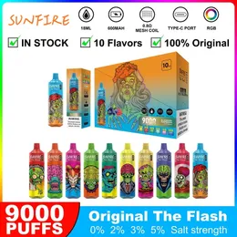 Original Disposable Vape Pen Sunfire puff 5000 6000 7000 8000 9000 10000 12000 Puffs 600mAh Battery 18ml Eliquid 0mg 20mg 30mg 50mg E Cigarette Device Factory Supply