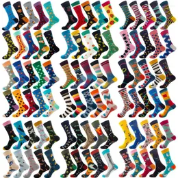 Women Socks 10 Pairs/Lot Casual Men Funny Fashion Design Plaid Colorful Happy Business Party Dress Cotton Man Christmas Gift