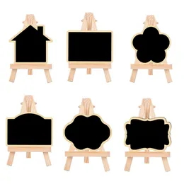 パーティーデコレーションパーティーの装飾フードカード用のイーゼルスタンドのミニブラックボード付きの小さな木製の黒板サインテーブル番号ブランチd dhpxj