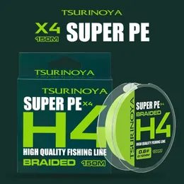 Treccia di linea TSURINOYA Bait Finesse 4 intrecci PE Lenza da pesca H4 4lb 6lb 8lb 150m Trota Gioco leggero Liscio Long Casting Multifilamento 231012