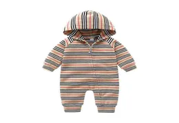 Designer vestiti per bambini neonato pagliaccetto per bambina 2021 autunno maniche lunghe con cappuccio tute a righe vestiti per neonati primavera G1017207