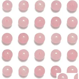 Pärlor Factory 8mm Natural Rose Quartz Beads Gemstone Round Loose Stone Bead Spacer Crystal för smycken Making Home Garden Arts, Crafts Dhik7