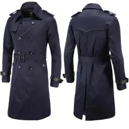 Herr ullblandningar 2023 Mens Spring Autumn Windbreak Overcoat Long Trench Coat med Belt Male Pea Coat Double Breasted Peacoat 231011