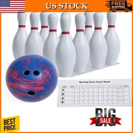 Bowling Pins 12 pund Olahraga Set Bola Karet Pin Plastik Untuk Latihan Model Set 66 kg 231012