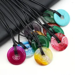 Pendant Necklaces Big Hole Beads Necklace Natural Stripe Agates Stone Malaysian Jades For Women Making DIY Party Exquisite Gift