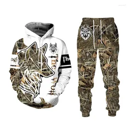 Men's Tracksuits Animal 3D Tiger Printed Men Hoodies Pants Casual Hooded Sweatshirt Sweatpants 2pc Set 2023 Spring Sport Suit