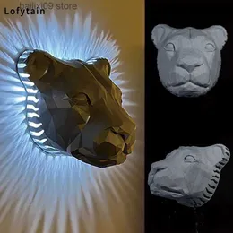 Obiekty dekoracyjne figurki Lofitain LED Projekcja zwierząt Lampa sowa Lion Eagle Nocna Ściana Ściana Zwierzęta Studia Ozdoby do sypialni ozdoby T231012