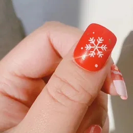 Falska naglar vattentät manikyr återanvändbar gel jul bärbar festlig snöflinga jultomten Xmas -träd för DIY