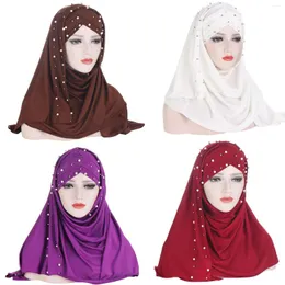 Scarves Hat Gloves Scarf Set Women Milk Silk Solid Color Single Size Bead Nail Pashmina Foulard Bandana Plaid