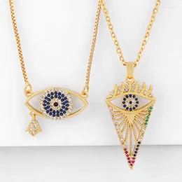 Pendant Necklaces WANGAIYAO Fashion Temperament Micro-inlaid Color Zircon Necklace Simple Female Wild Devil's Eye Jewelry