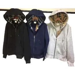 Plaid retro trend Designer men's hoodie Sweater Jacket with Zip Men's slim-fit hoodie sweatshirt top hoodie