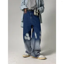 Jeans pour hommes Cravate Teint Vintage Automne Dégradé Pantalon à Jambe Droite Mode Streetwear Vêtements Mâle Casual Lâche Hip Hop