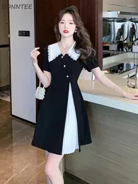 Vestidos casuais vestido mulheres assimétrico minimalista all-match moda concurso elegante verão senhoras confortável estilo coreano