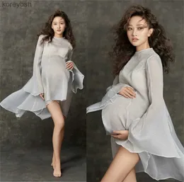 Maternity Dresses Dvotinst Women Photography Props Perspective Maternity Dresses Elegant Pregnancy Dress Studio Shooting Clothes Photo PropsL231012