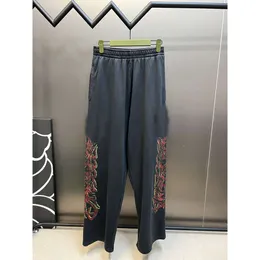 Balencigaly Designer Mens Sweater Pants Family Limited Pant Capsule Flame Paris Band Soft Black Black ثابت