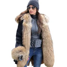 여자 모피 가짜 lavelache 2023 Long Parka Real Coat Winter Jacket 여성 천연 코트 외부웨어 스트리트웨어 캐주얼 대형 231012