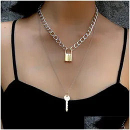 Pendant Necklaces Key Lock Necklace Chokers Gold Chains Mtilayer Necklaces Fashion Jewelry Women Love Pendant Jewelry Necklaces Pendan Dhwgk