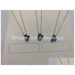 With Box Classic Pendant Necklaces 4/Leaf Clover Blue Monther-Of Pearl Gold Pendants Necklace For Women Men Girls Luxury Jewelry Dr