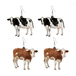 ダングルイヤリング1ペアかわいい動物漫画アクリル牛のかぎ針編み耳輪2023トレンドファッションパーティー楽しいギフト
