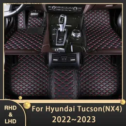 Tapetes de assoalho tapetes do carro para hyundai tucson nx4 2022 2023 luxo personalizado auto pé almofadas couro tapete acessórios interiores q231012