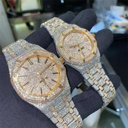 Alta Qualidade Moissanite Designer Relógios Out Watch Movimento para Homens Iced Luxury Moissanite Relógio de Pulso Top Mecânico de Alta Qualidade Diamante Montre 0050