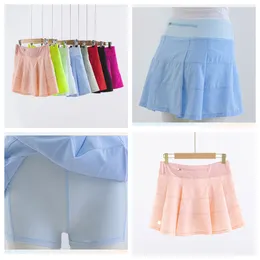 LU-1278 Women Pace Rival Skirts Quick-drying Pleated Tennis Skirt Female Running Skirt