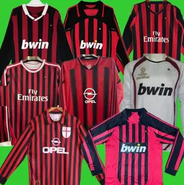 Långärmad Milans Retro Soccer Jerseys 2006 2007 2009 2010 2012 2012 2013 2014 Full Vintage Football Shirt 04 05 06 07 Classic Maglia Da Calcio Maldini Pirlo Seedorf 98