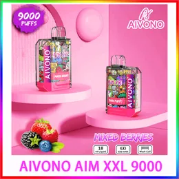 Authentisches AIVONO AIM XXL 9000 Puffs Einweg-Vape-E-Zigarettengerät mit 19 ml E-Flüssigkeit, 650 mAh wiederaufladbarer Batterie, Crystal Bar Pen, Crazvapes