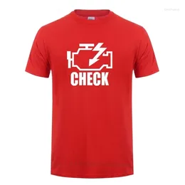 Men's T Shirts Mechanic Auto Repair Check Engine Light T-Shirt Funny Birthday Gift For Men Daddy Father Husband Short Sleeve Cotton Shirt